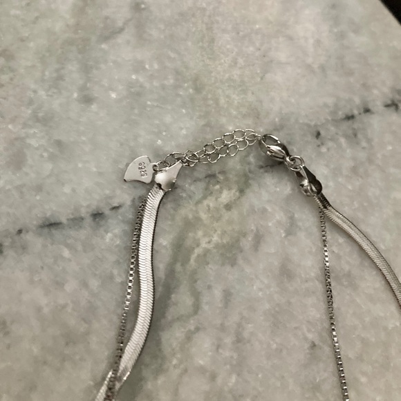 Sterling Silver Layered Snake Herringbone Necklace - Picture 3 of 6